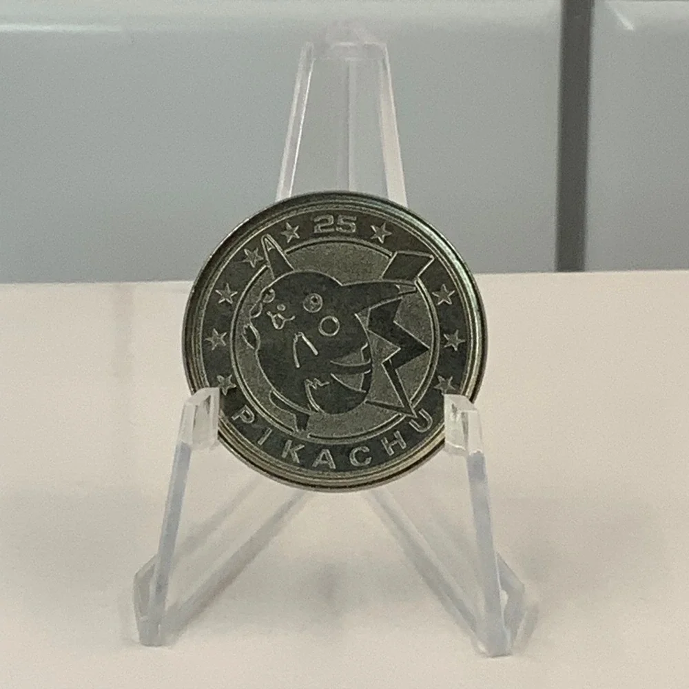 Pokemon Pikachu #25 Metal Coin TCG Wizards Of The Coast Silver Tone 2000